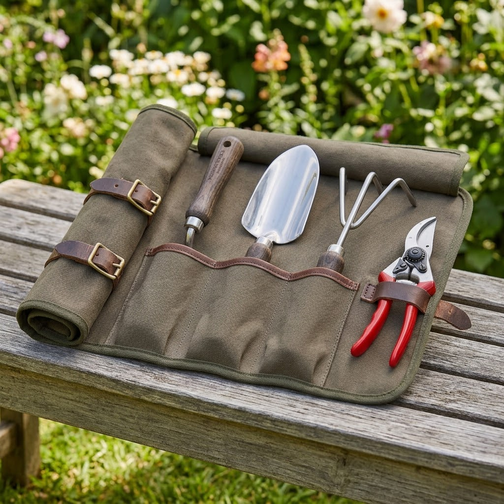 Premium Canvas Garden Tool Roll Organizer 🌿